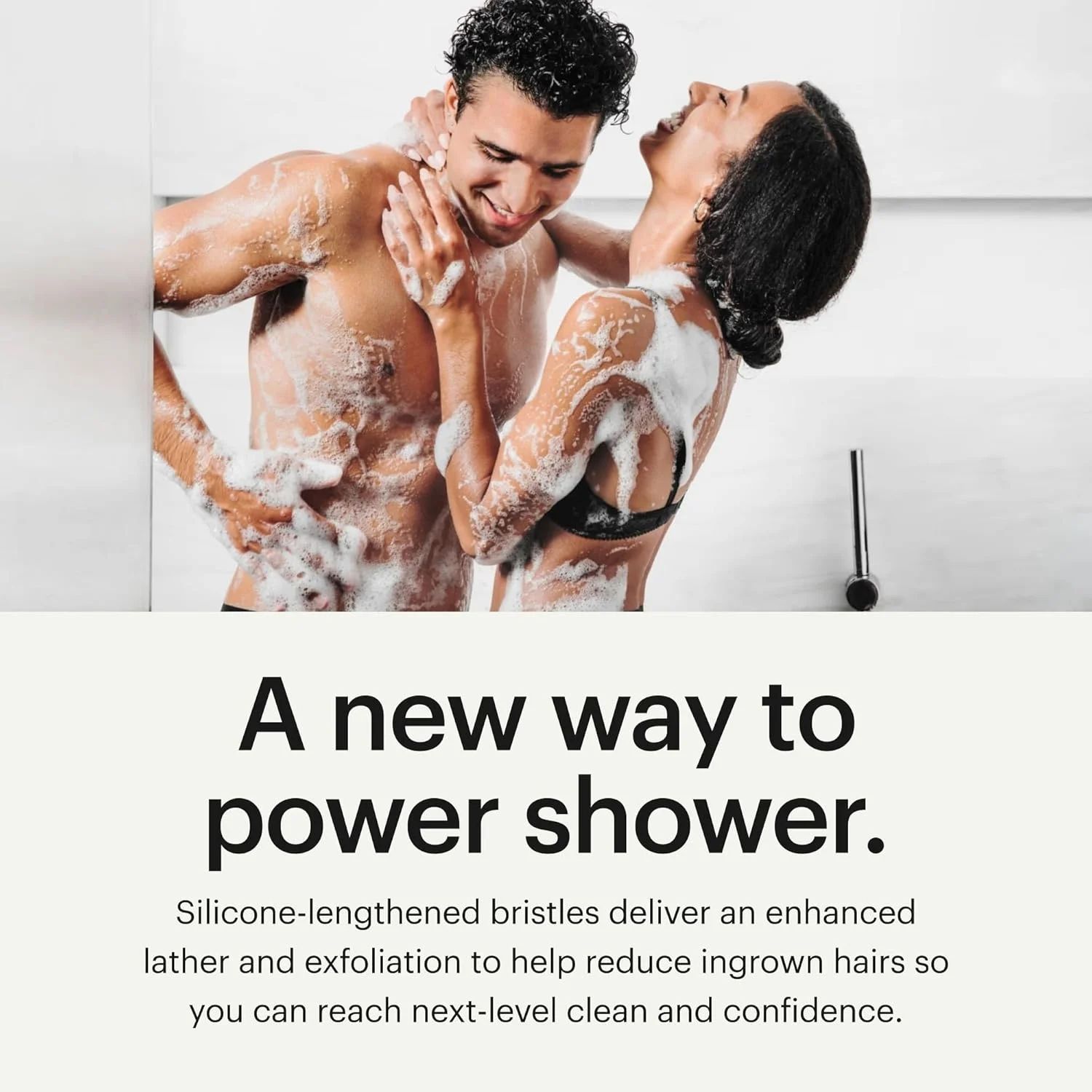 Silicone Body Scrubber Brush – Soft Exfoliating Shower Brush with Deep Cleansing Foam Technology