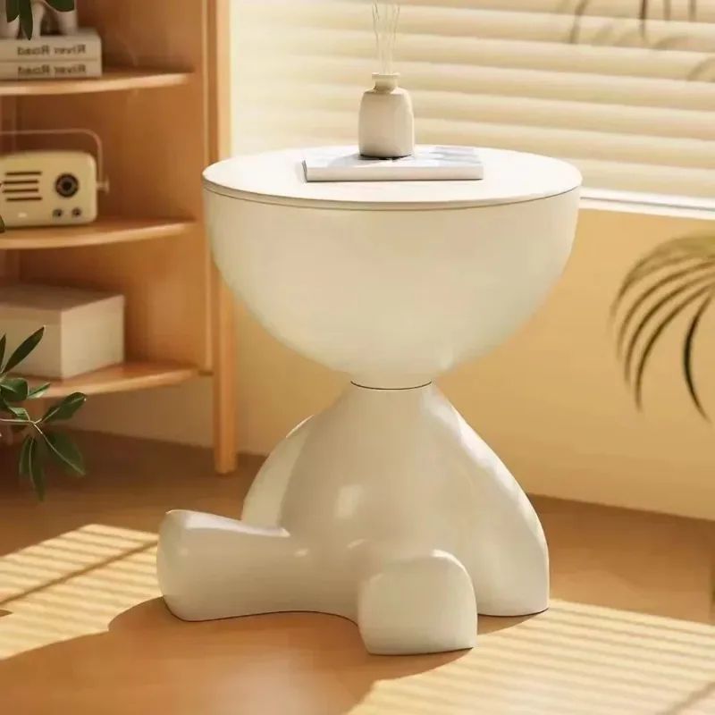 Modern Cream Round Side Table – Minimalist Sofa & Bedside Accent Coffee Table