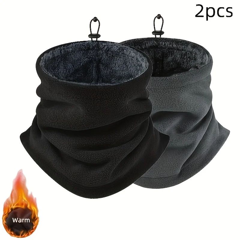 Men Thermal Neck Gaiter – Heavyweight Windproof Face Mask with Soft Fleece Lining & Breathable Knit (1/2 pcs)