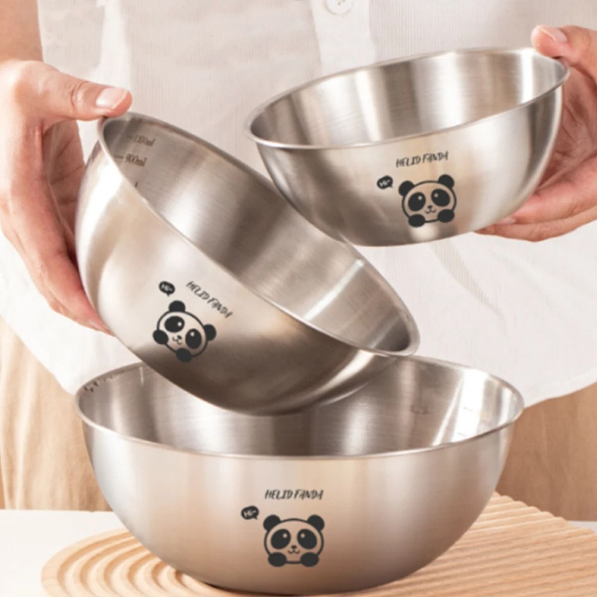 Stainless Steel Mixing Bowl with Scale Large Capacity Kneading Dough Bowl