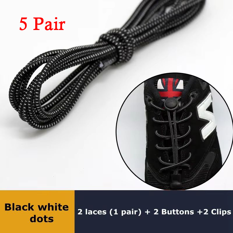 Elastic No Tie Shoelaces, Quick Rubber, Sneakers, Lazy Laces, Round Shoestrings, Stretching Lock