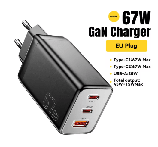 Essager 67W GaN USB-C Charger – PD 3.0 & QC 3.0 Fast Charger for Phones & Laptops