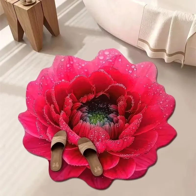 VIKAMA Soft Floral Area Rug – Absorbent Non-Slip Carpet for Bedroom & Bathroom Comfort