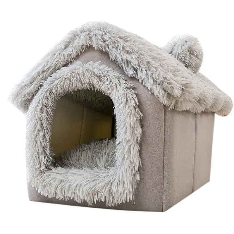 Indoor Soft Dog Kennel Warm Pet Bed Cave with Removable Mat