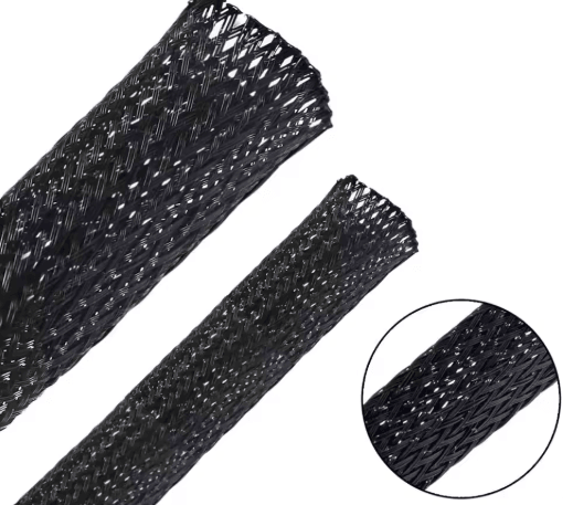 Black PET Braided Cable Sleeve – Flame-Retardant Wire Protection Tubing (1–100M)