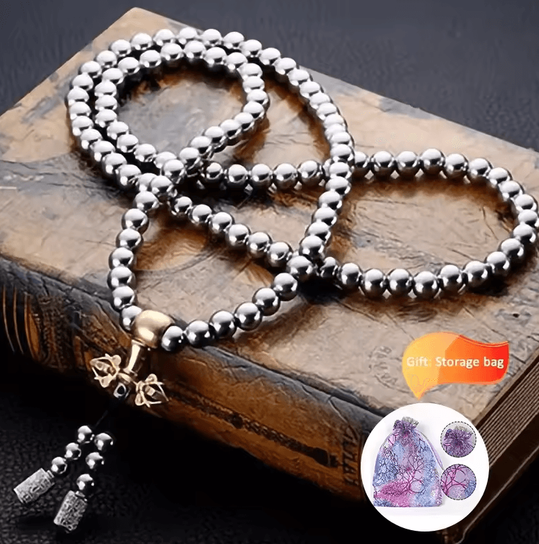 Tactical 8MM Titanium Steel Bead Necklace – Heavy-Duty EDC Chain (118–128 Beads)