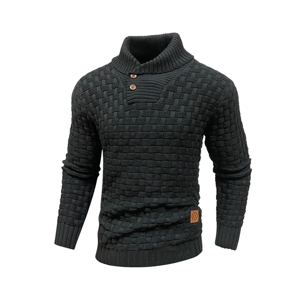 Mens Casual Knit Sweater Crew Neck Warm Ribbed Pullover
