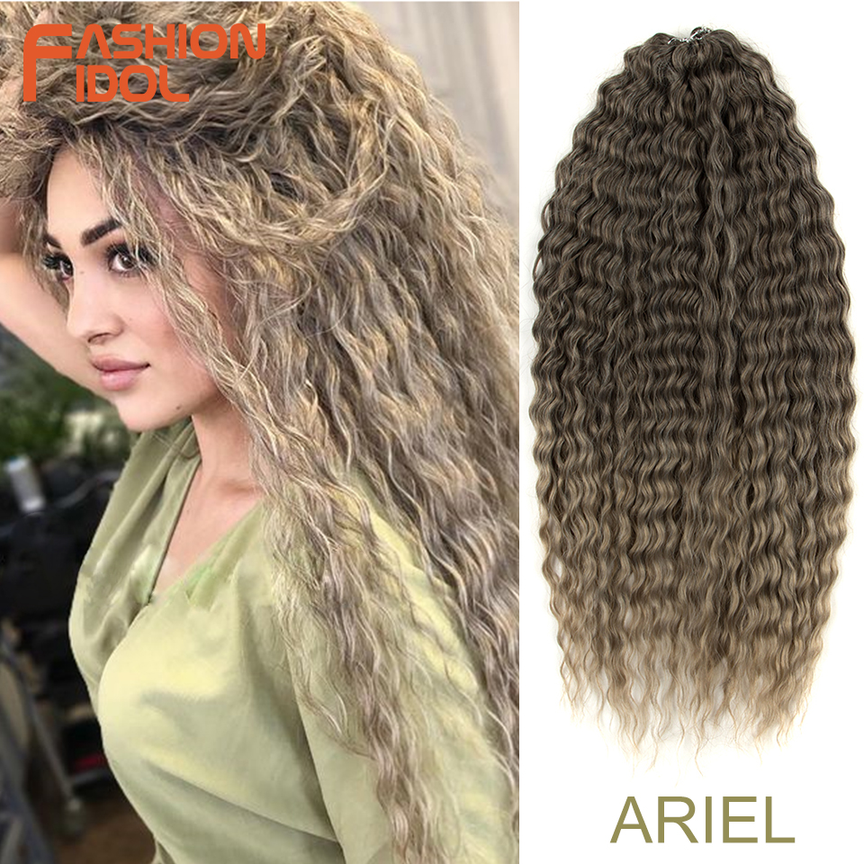 Ariel Hair Water Wave Crochet Braids, Synthetic Twist Curly Hair Ombre Blonde Brown Deep Wave Braiding Hair Extensions