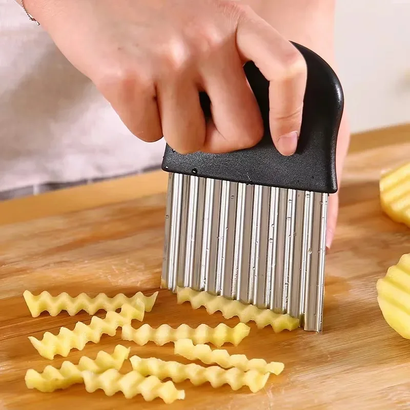 Stainless Steel Crinkle Cutter – Perfect for Potato Chips, French Fries, and Vegetables