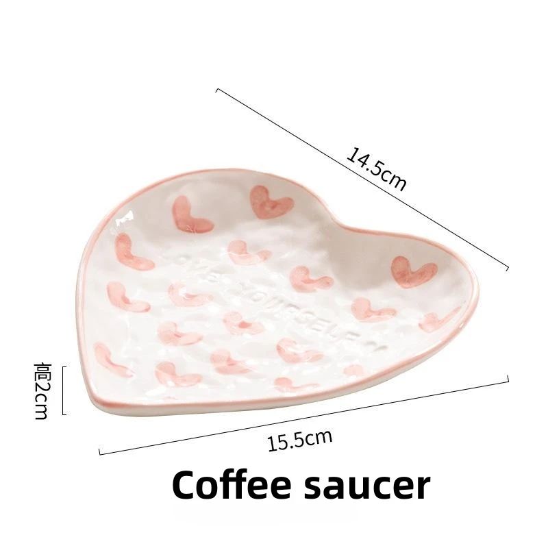 Hand-Painted Ceramic Heart Handle Mug (201–300ml) – Romantic Love Coffee & Tea Cup