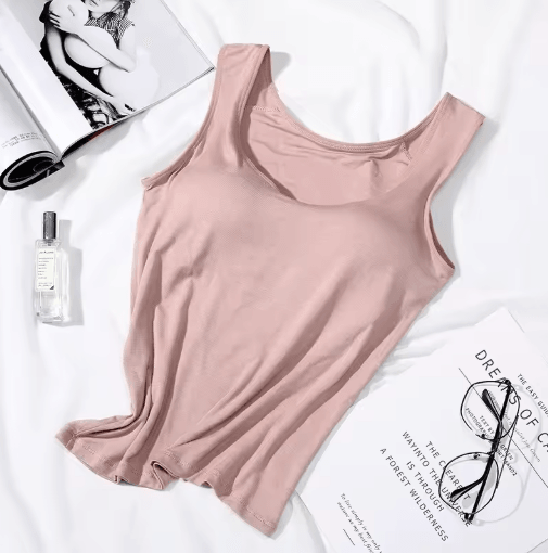 Womens Tank Top with Built In Bra Padded Slim Fit Summer Vest