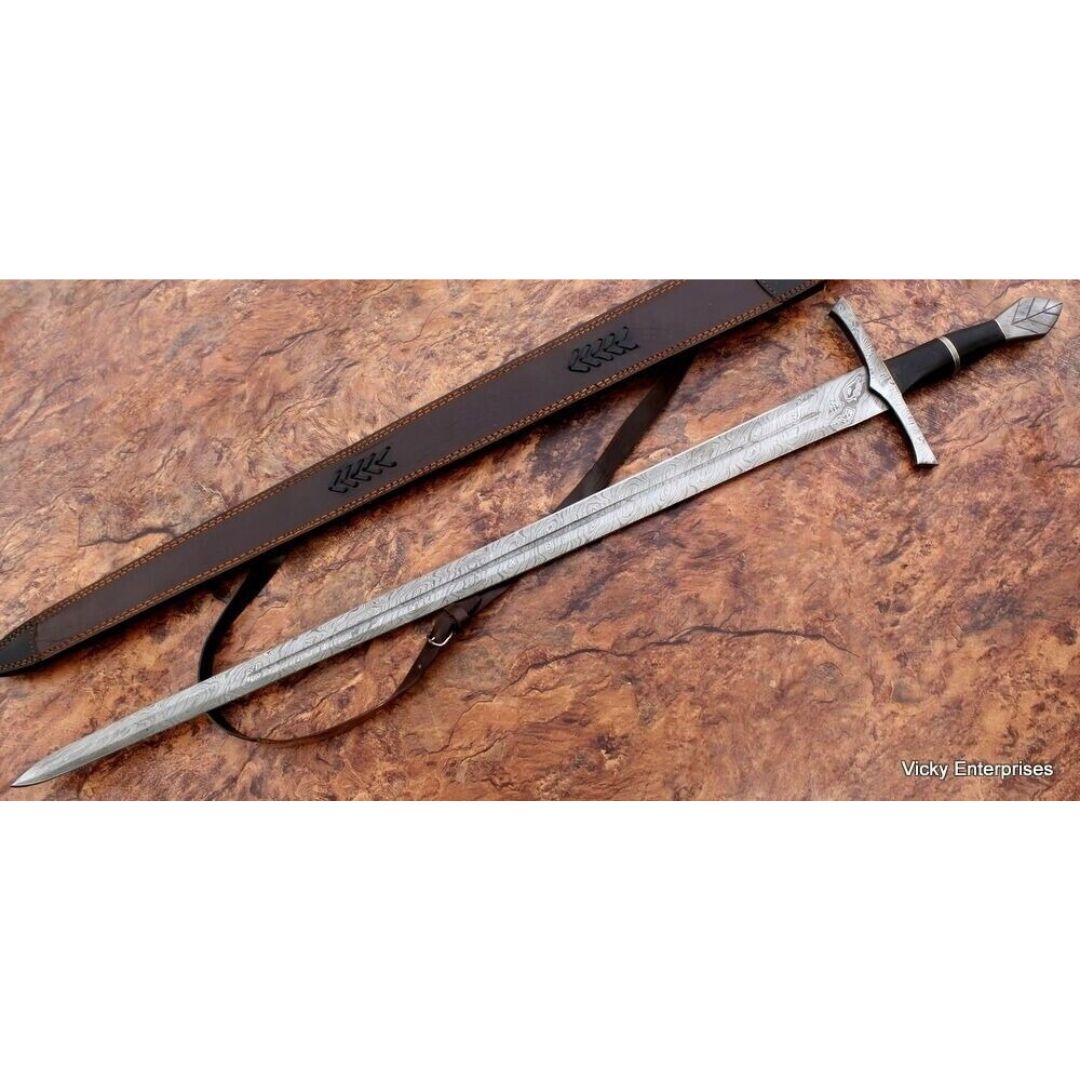 Custom Handmade Damascus Steel Sword Forged Viking Unique Outdoor Double Edged