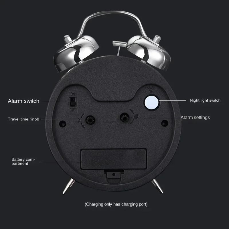 Twin Bell Night Light Alarm Clock – High-Definition Chronometric Metal Sculpture