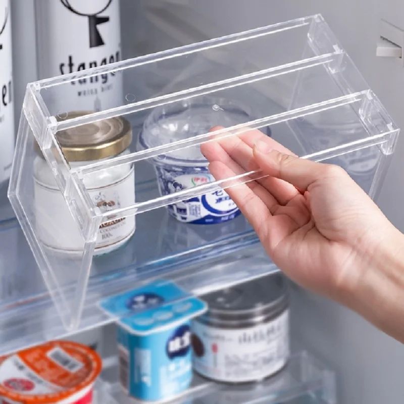 Detachable Transparent Refrigerator Storage Rack | No-Drill Partition Shelf Organizer for Kitchen Fridge Space Saving
