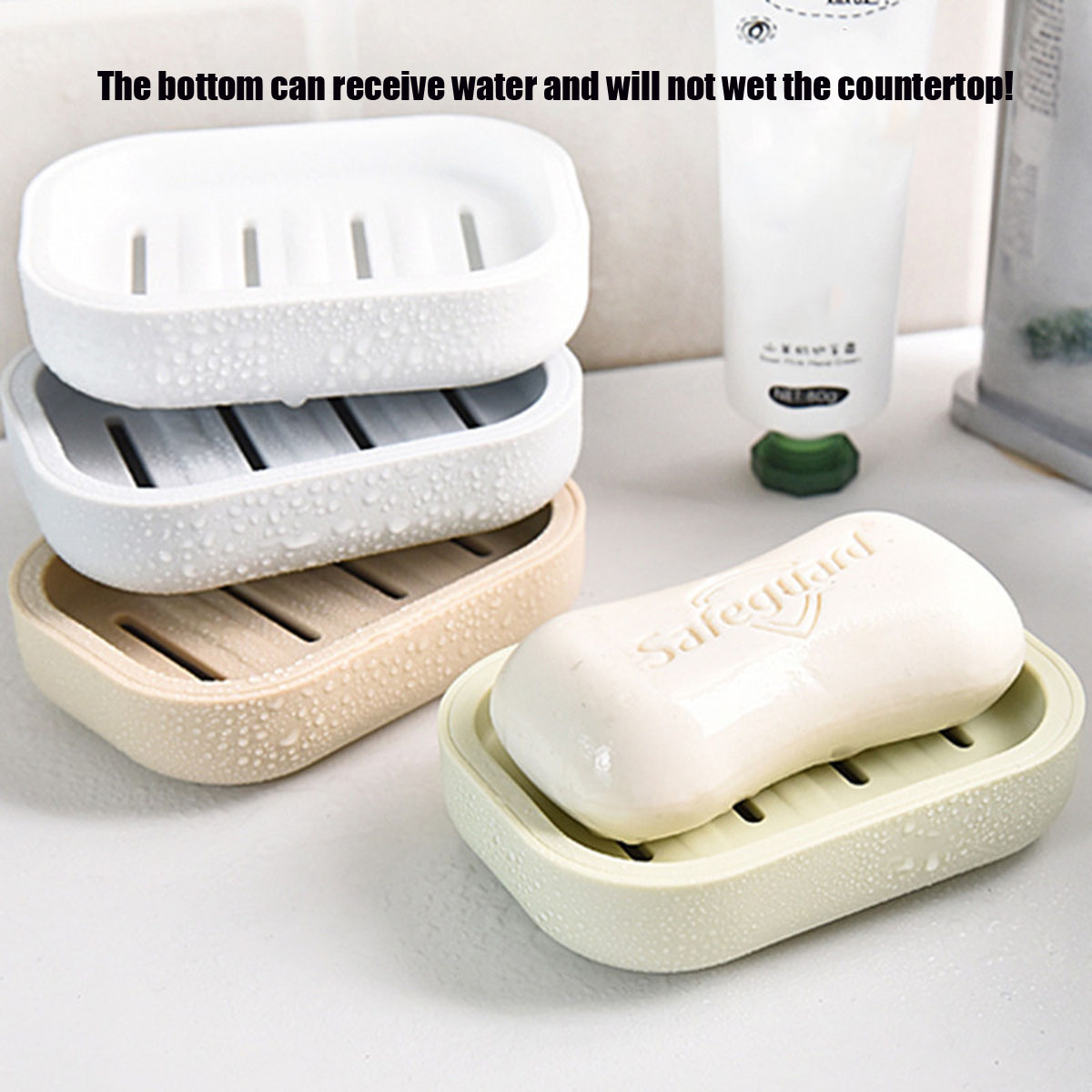 Square Plastic Storage Box with Drainage Cover, Portable Double-Layer Soap Dish for Travel and Bathroom Use