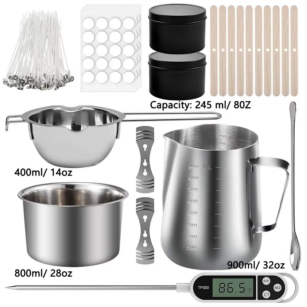Stainless Steel Candle Making Pouring Pot Double Boiler Wax Melting Pot DIY Candle Making Starter Kit High Quality Tools