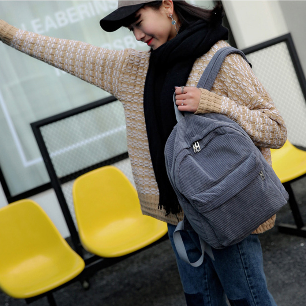 Corduroy Women Backpack Stylish school backpack for Teen Girls Laptop Travel Bag
