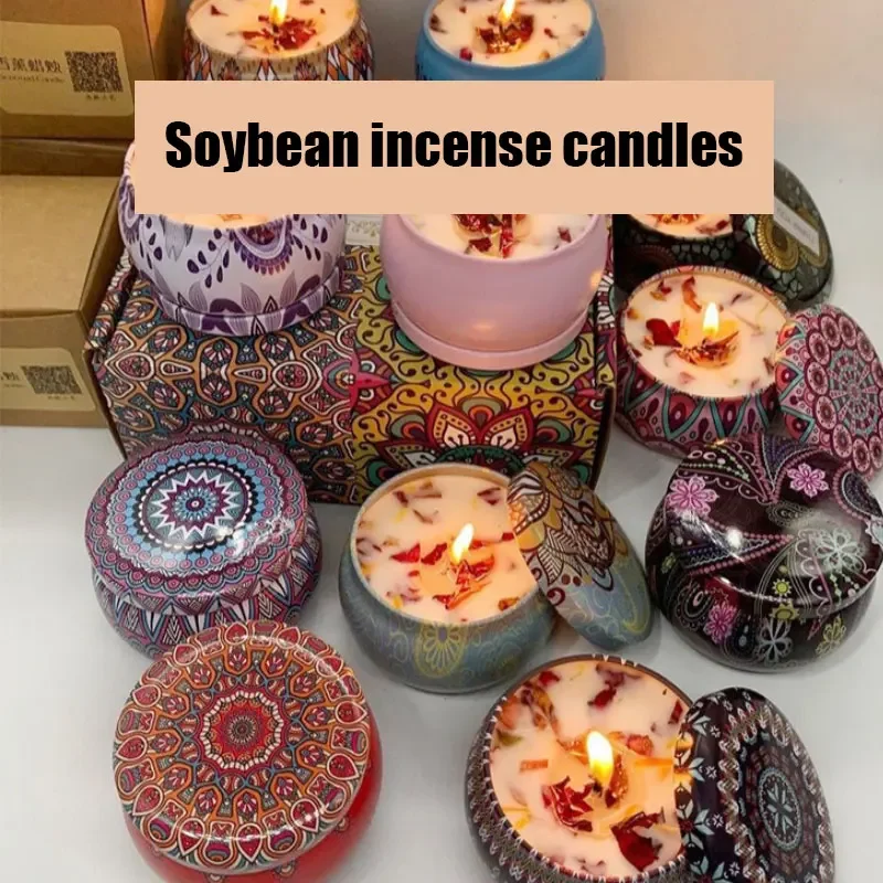 Scented Candles with Natural Dried Flowers by Gbbma for Relaxing Indoor Aromatherapy