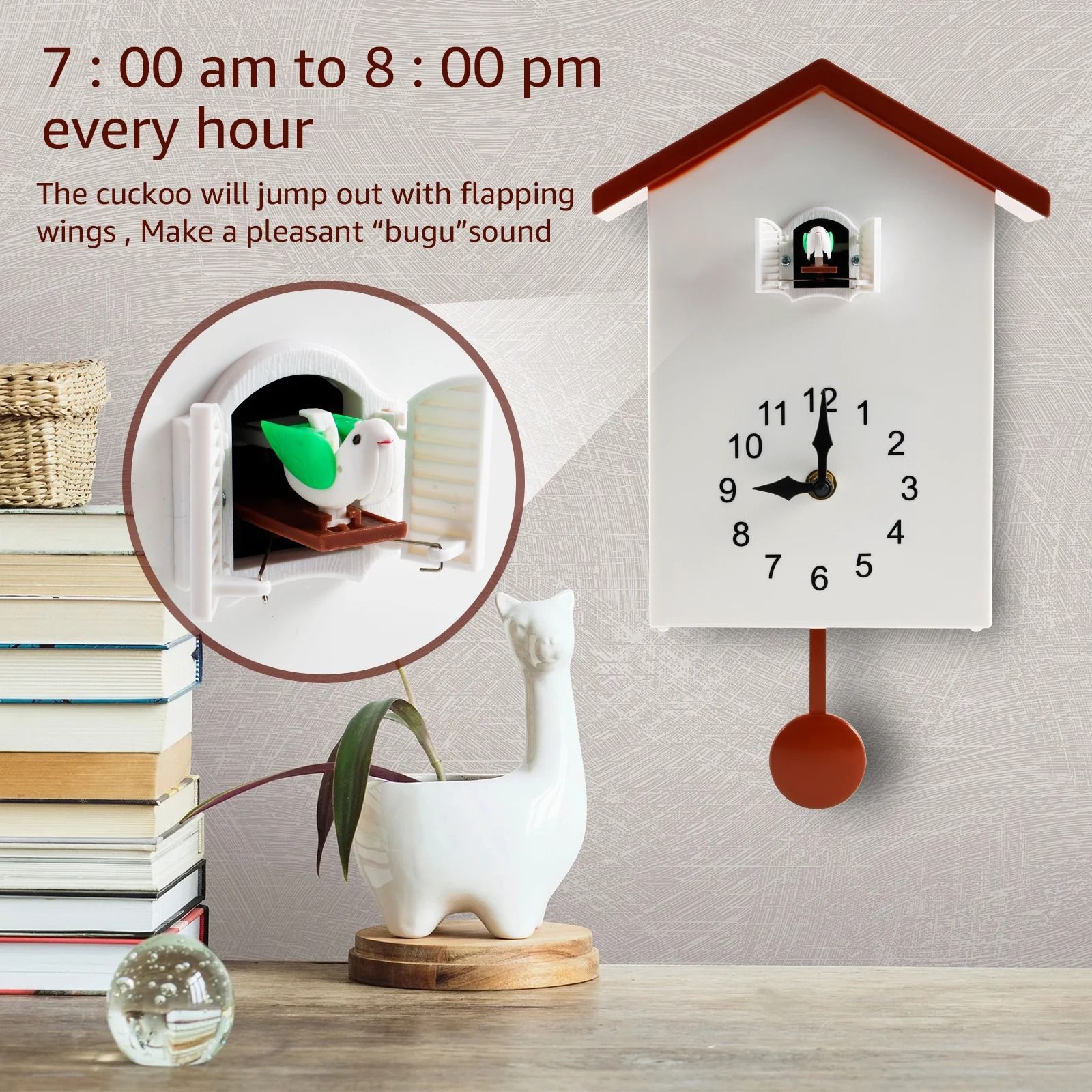 Creative Cuckoo Wall Clock with Bird Sound and Silent Movement