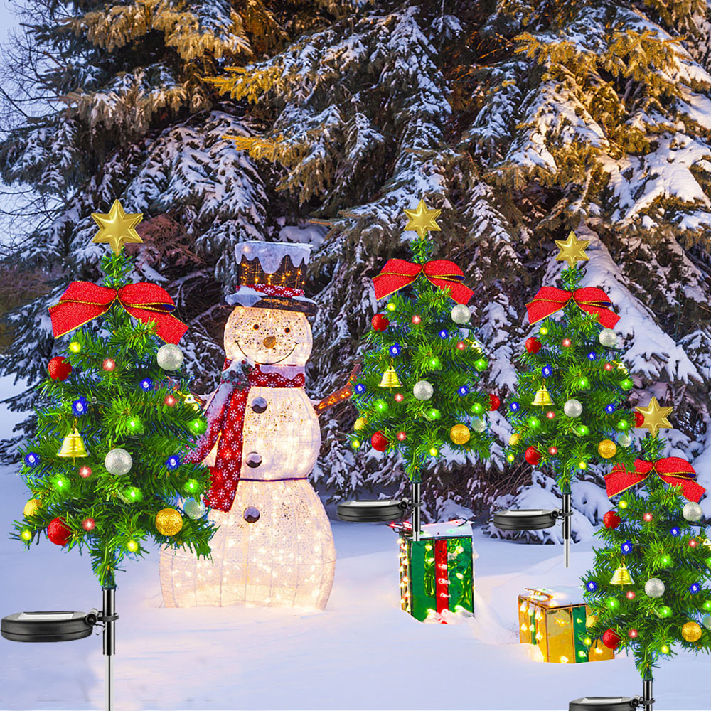 Outdoor Solar Christmas Tree Decor Lights, Waterproof LED Garden Lawn Lamps, Patio Landscape Xmas Holiday Lighting