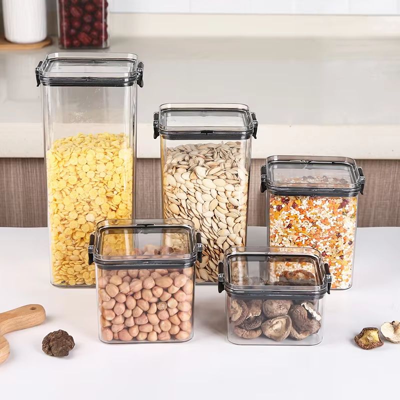 5-Piece Stackable Airtight Food Storage Jar Set for Kitchen Pantry Organization