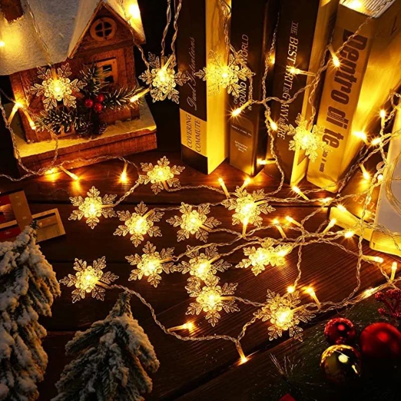 Christmas Snowflake LED Curtain String Lights – Flashing Holiday Fairy Garland