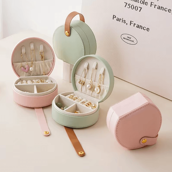 LuxeCarry Mini Travel Jewelry Organizer Case with Leather Finish