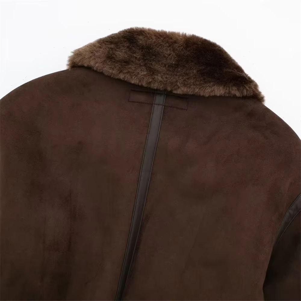 Casual Women's Stand Collar Jacket – Loose Double-Sided Winter Coat with Contrast Strap Detail