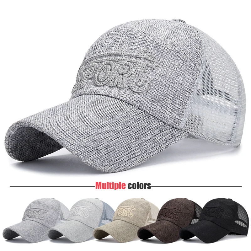 Breathable Linen Mesh Snapback Baseball Cap for Men Lightweight Summer Sports Hat