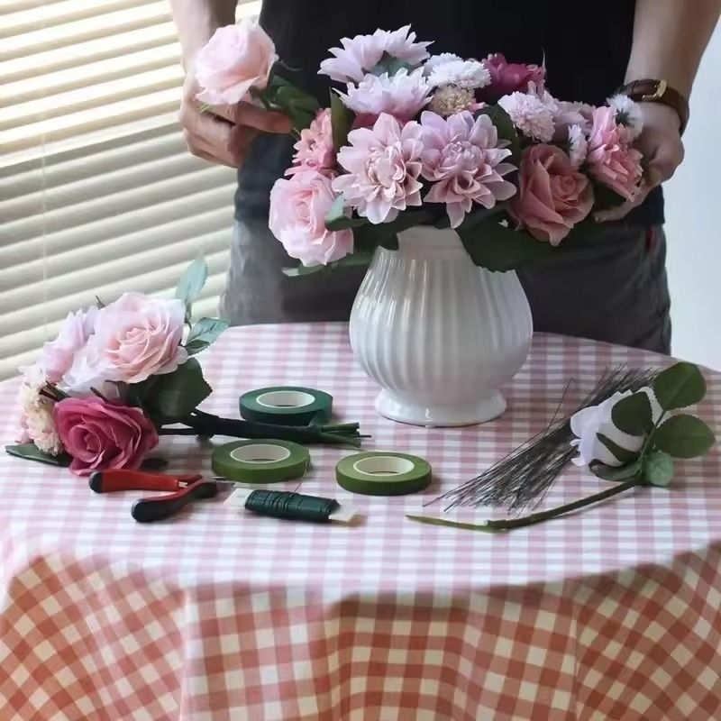 Green Floral Stem Tape – Self-Adhesive Bouquet Wrapping Tape for Flower Arrangements (1–10 Rolls)