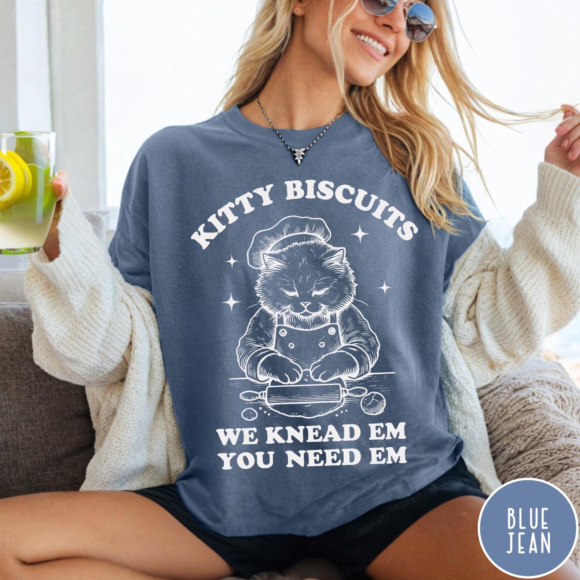 Kitty Biscuits Shirt Funny Cat Baking Graphic Tee Cute Cat Lover Pun T-Shirt