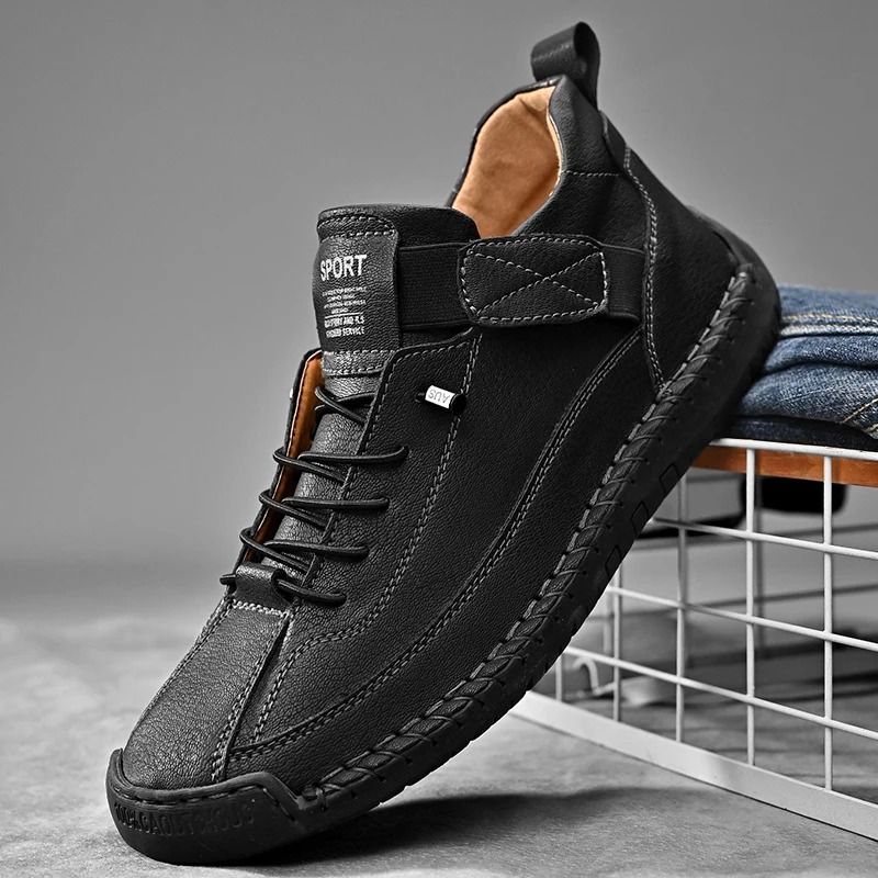 Handmade Leather Men Slip On Loafers Casual Breathable Flats