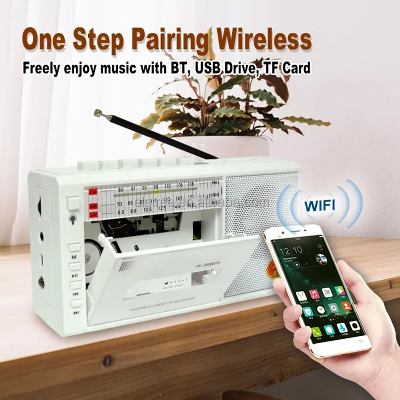 Retro Cassette Player with Bluetooth, AM FM SW Radio and USB Portable Boombox