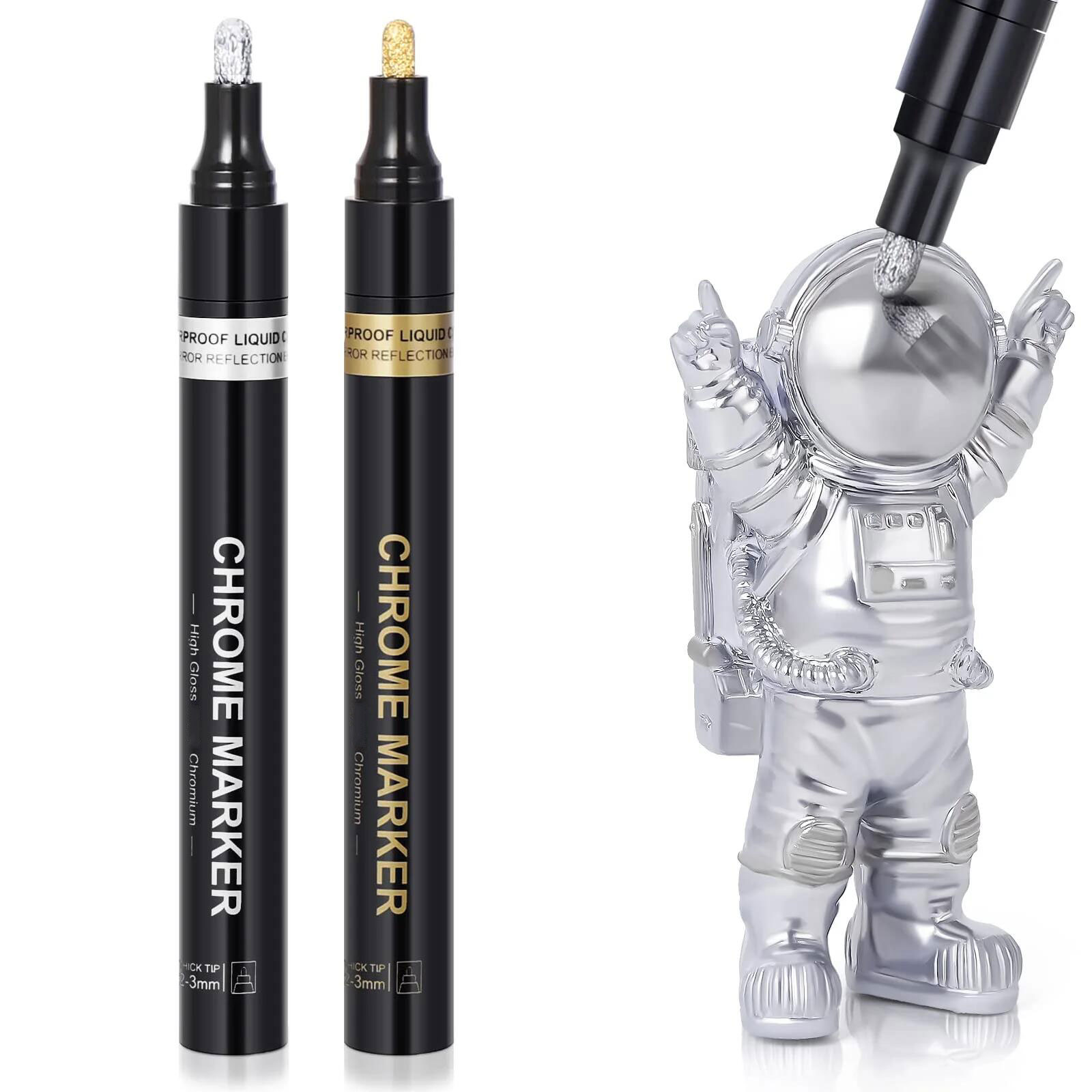 Reflective Chrome Marker Pens, Metallic Paint for DIY Car Styling, Crafts & Custom Designs