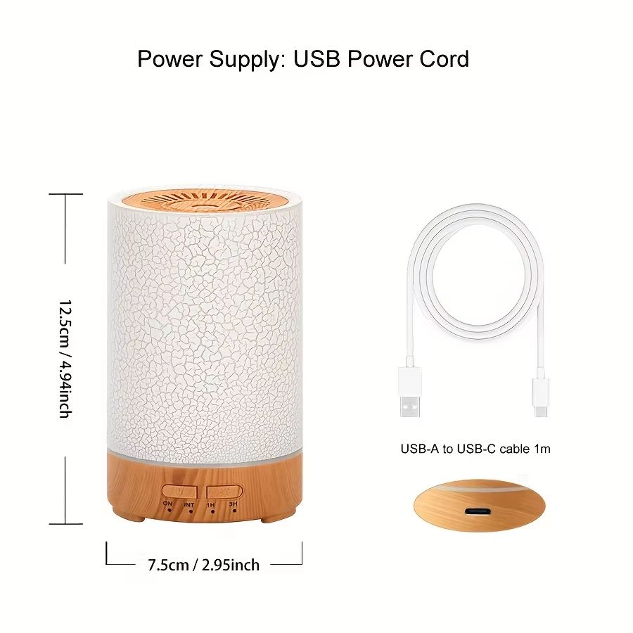 GlowWave 150ml (5fl oz) Crack Design USB Essential Oil Diffuser and Ultrasonic Air Humidifier