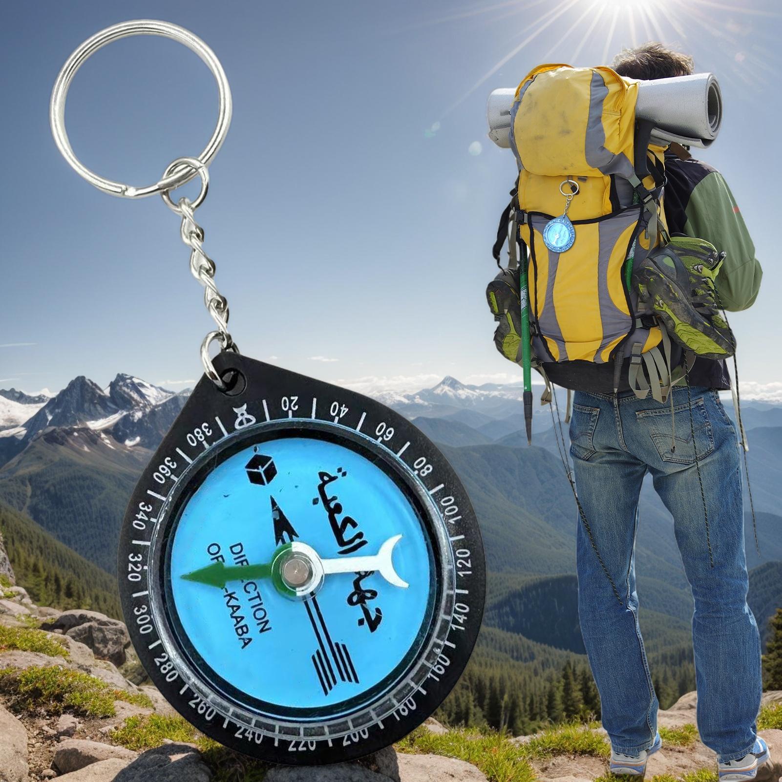 Portable Qibla Direction Finder Mini Outdoor Compass Keychain for Prayer and Hiking