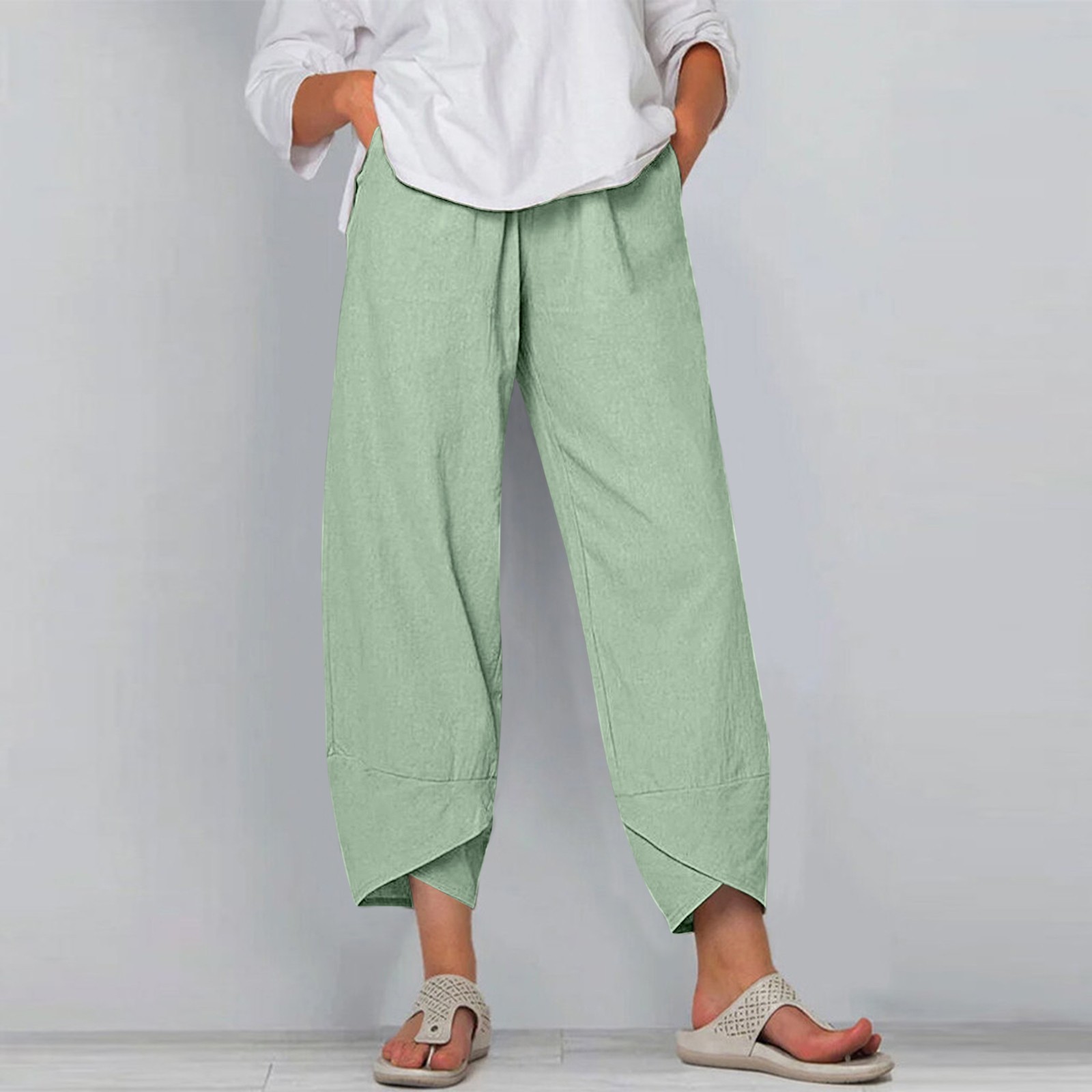 Elegant Autumn Joggers, Street Wear Women Clothes, Cotton Linen Sweatpants, Casual Women Pants