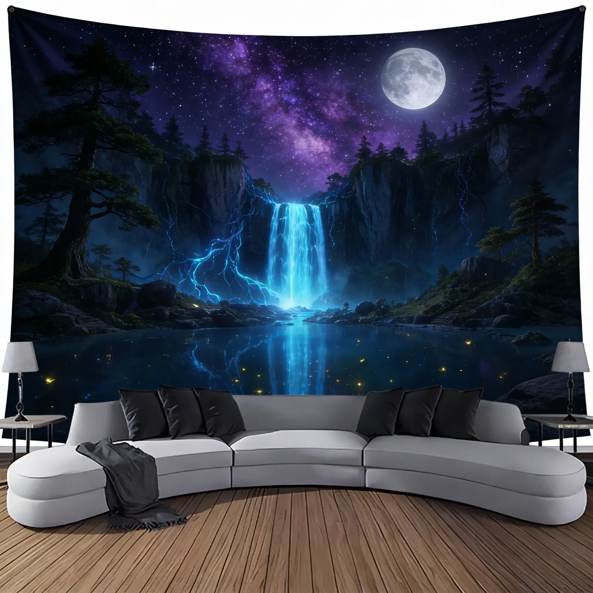 Landscape Waterfall Canyon Tapestry – High-Definition Elemental Architectural Sculpture