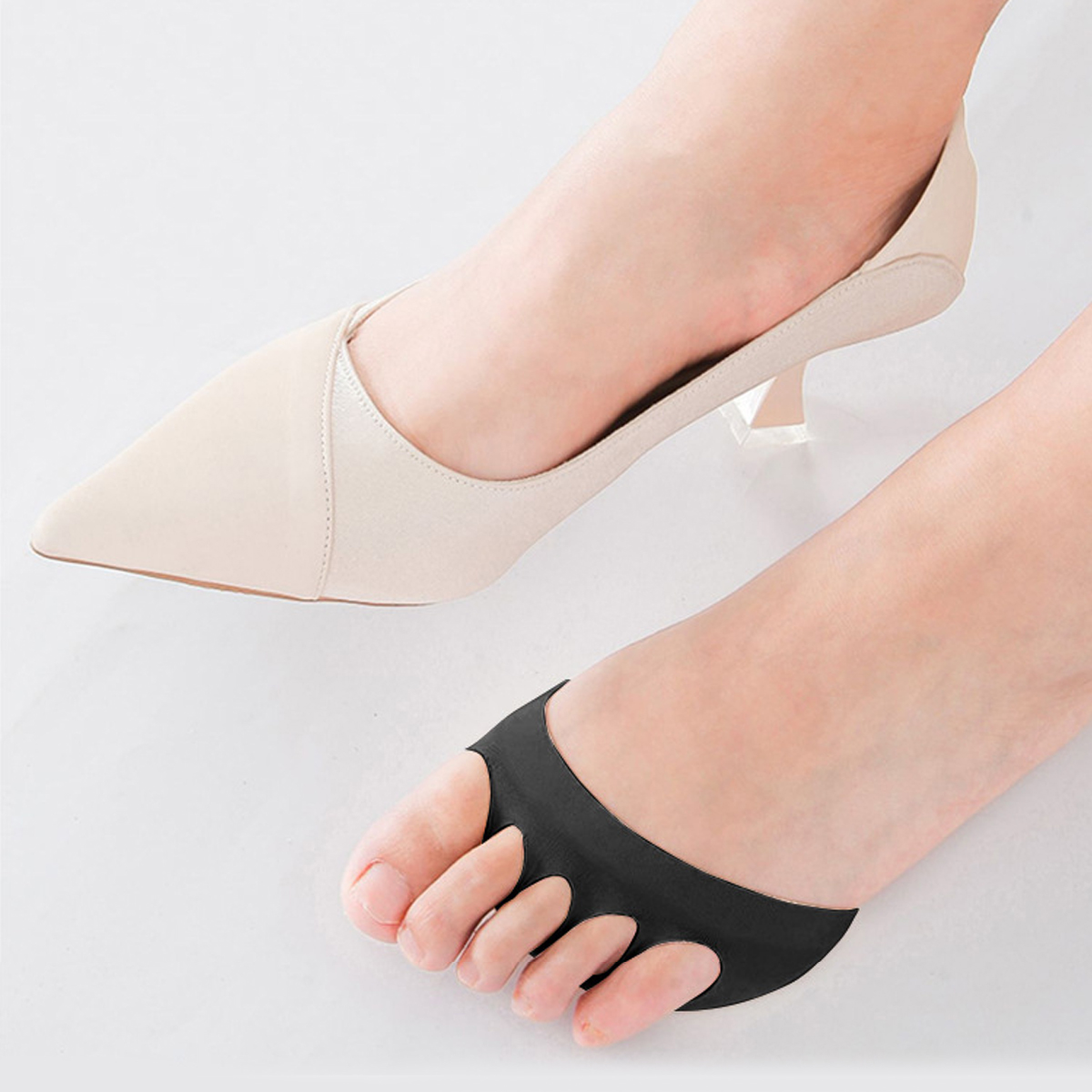 Five Toes Forefoot Pads for Women Shock Absorbing Half Insoles for High Heels, Calluses & Corns Relief
