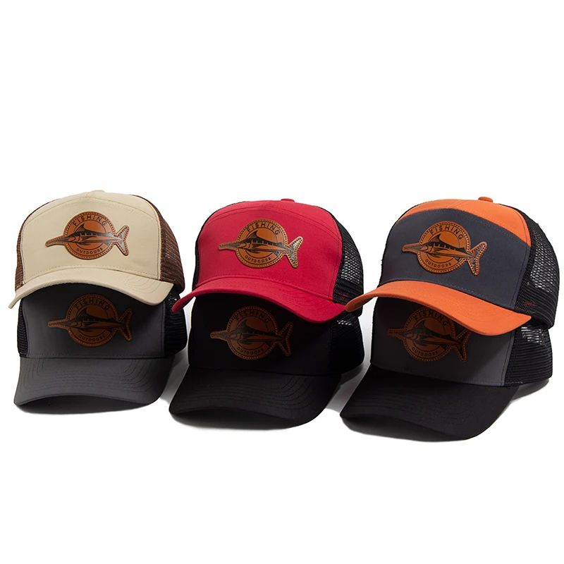 Shark Leather Label 7 Panel Mesh Trucker Cap