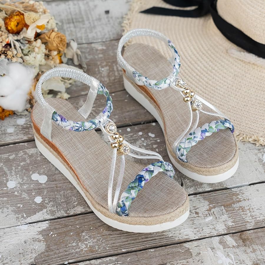 SoleEase Arch Support Wedge Sandals – Comfortable Summer Sandals for Women with Back Strap
