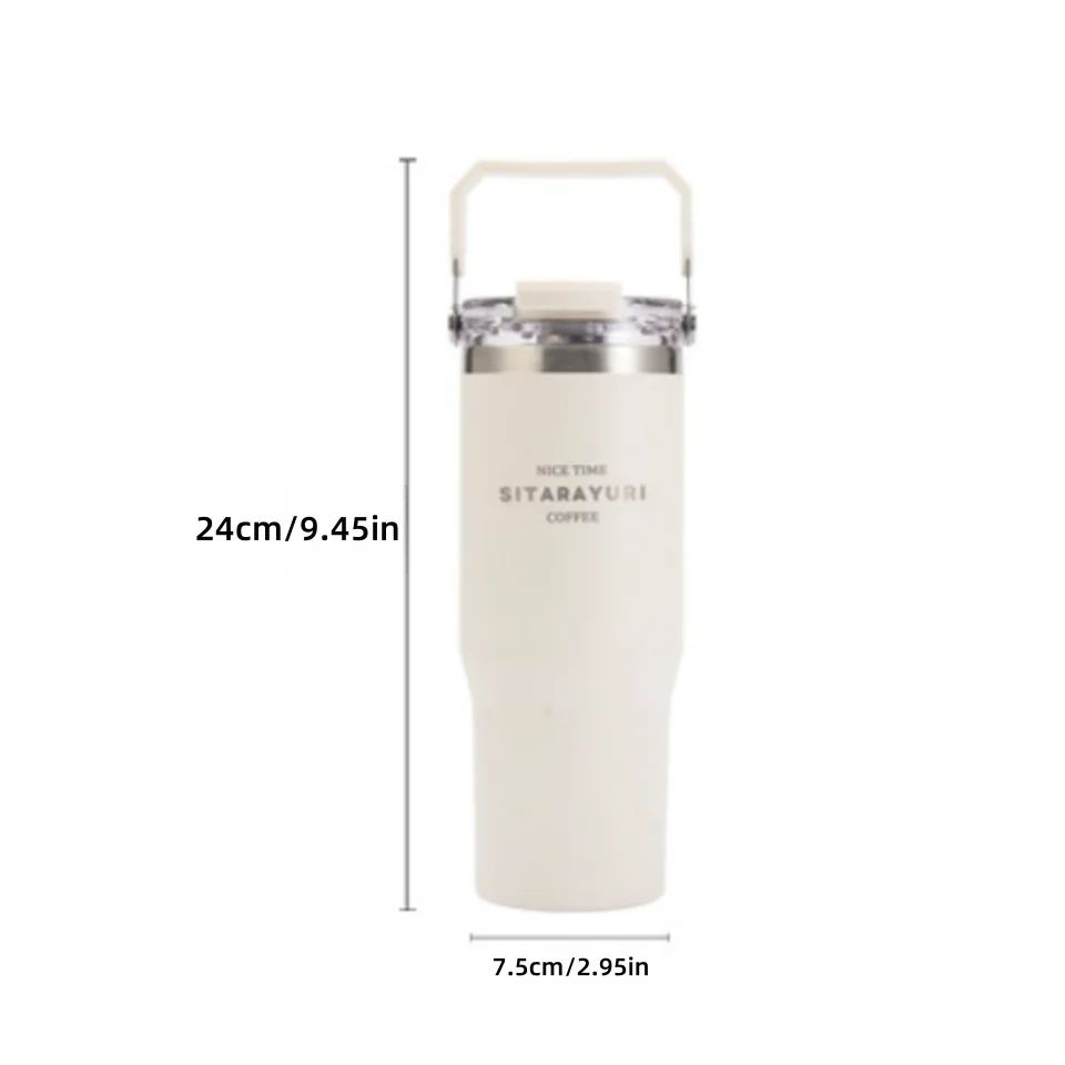 30.43 floz Stainless Steel Vacuum Insulated Tumbler with Straw – Large Capacity Thermal Coffee & Water Bottle (BPA-Free)