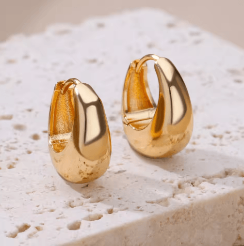 LuxeDrop Chunky Gold Hoop Earrings – Stainless Steel Water Drop Statement Jewelry