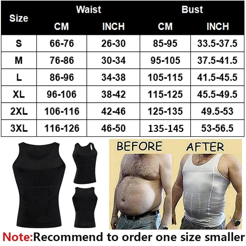Men Slimming Compression Shirt Body Shaper Tummy Control Waist Cincher Undershirt