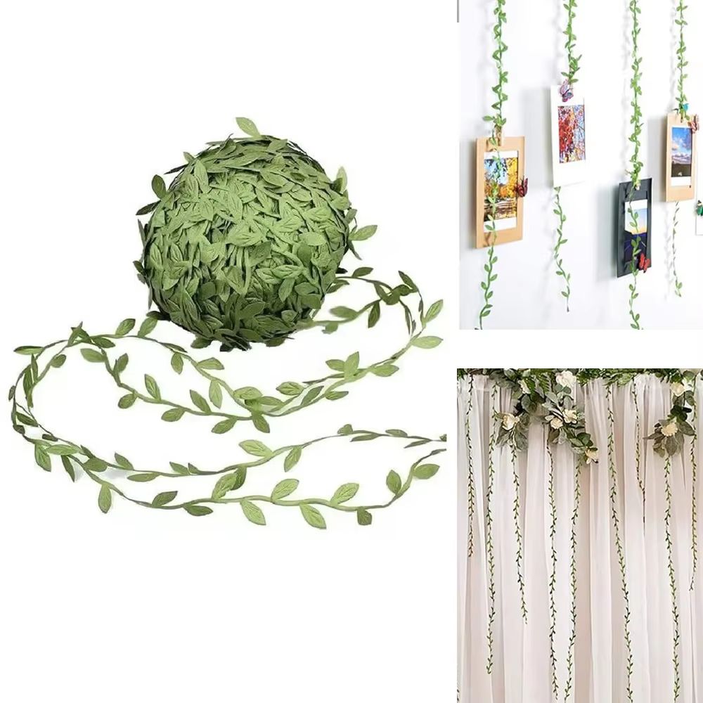 Artificial Green Leaf Vine Ribbon for DIY Crafts, Wedding & Home Decor