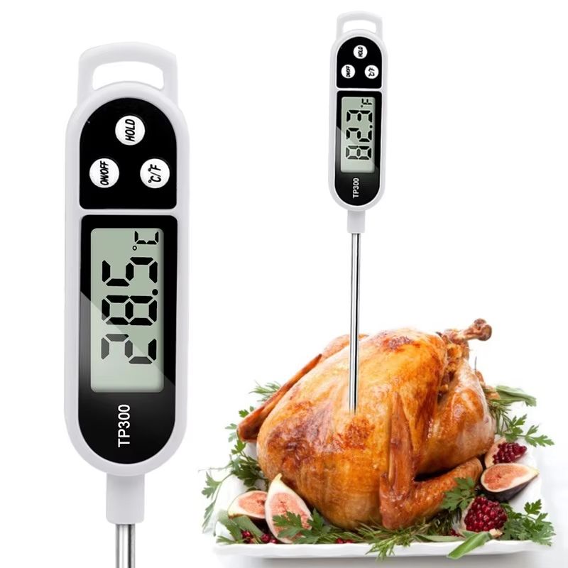 Stainless Steel Digital Kitchen Thermometer for Cooking, Barbecue, and Liquids