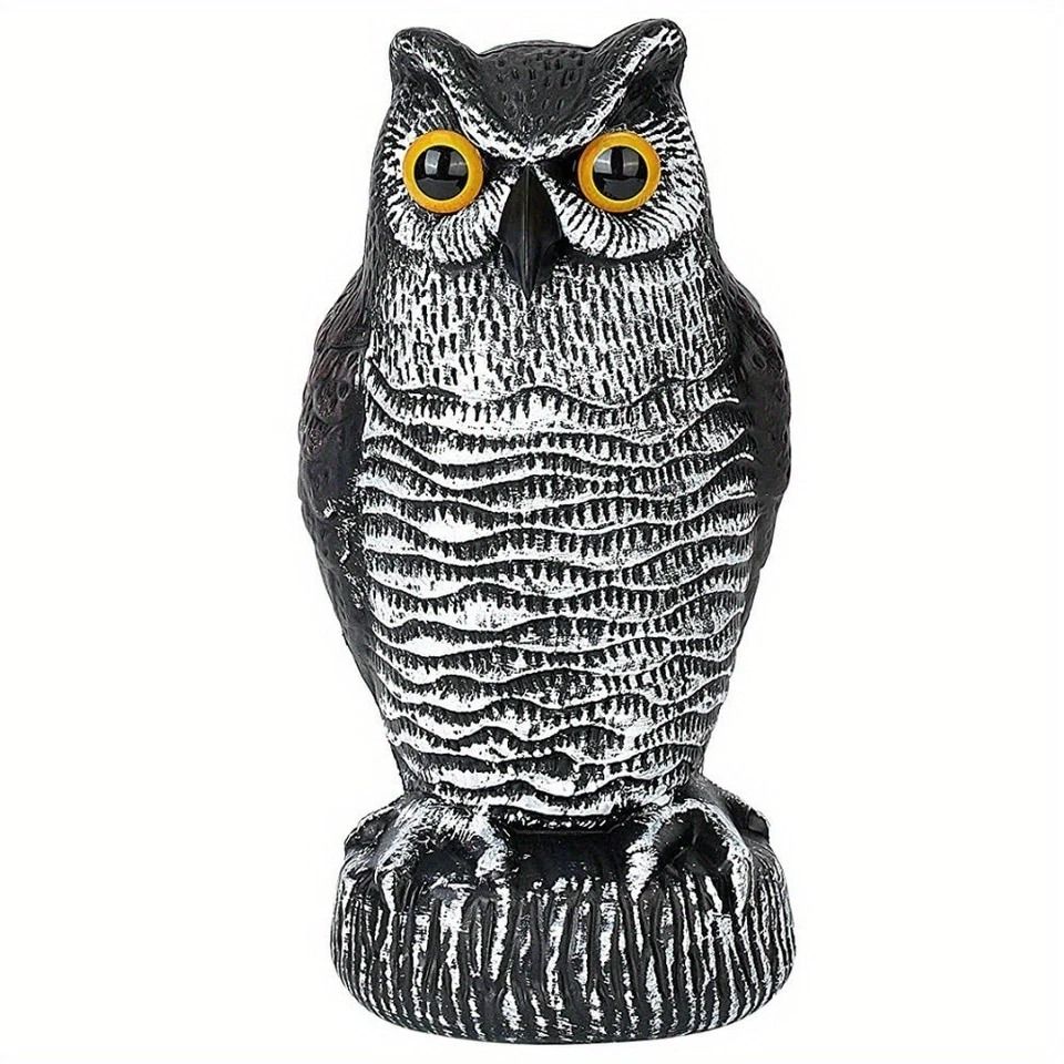 Realistic Owl Decoy Bird Deterrent for Garden Yard Patio