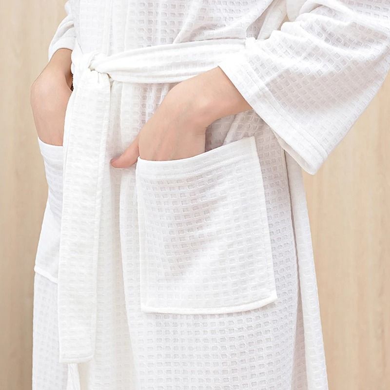 Luxury Waffle Weave Spa Robe – Quick-Dry Lightweight Bathrobe