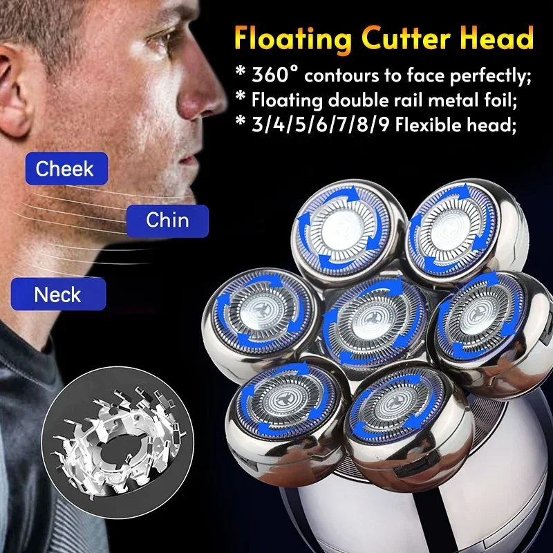 Replaceable Electric Shaver Head & Nose Trimmer Floating Razor Cutter for Beard and Hair Clipper