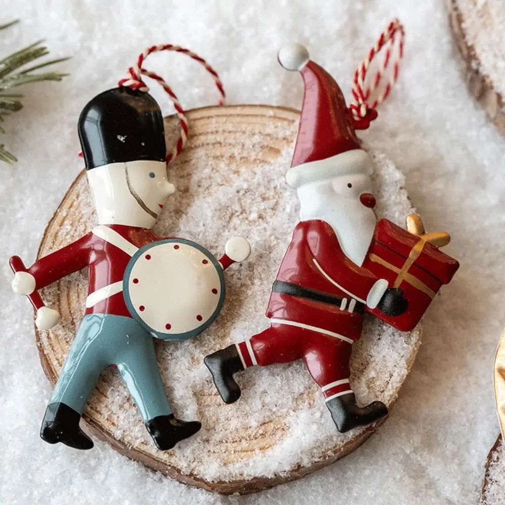 Iron Art Christmas Hanging Ornaments DIY Cartoon Soldier & Angel Drops for Tree, Party, Crafts, Holiday Decor